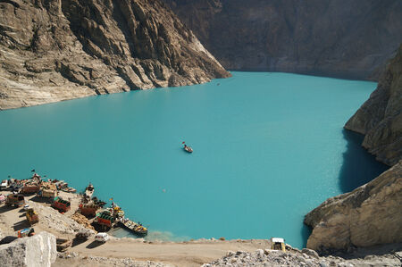 Attabad Lake in Northern area of Pakistan.The lake was formed due to a massive landslide at Attabad village in Gilgit-Baltistan, that occurred on January 4, 2010のeditorial素材