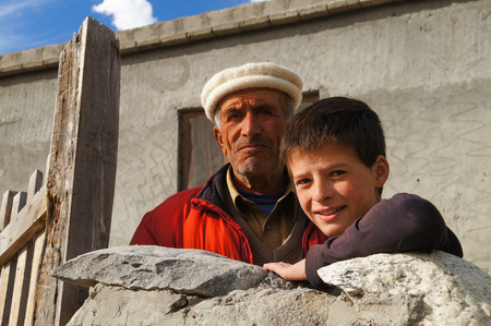 Father and son at Hussaini Village in Northern Pakistanのeditorial素材