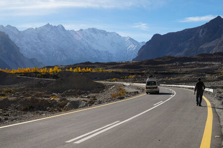Road from Sost to Pasu in Northern area of Pakistanの写真素材