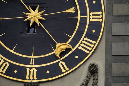 Beautiful detail of Clock Tower in Bern, Switzerlandの写真素材