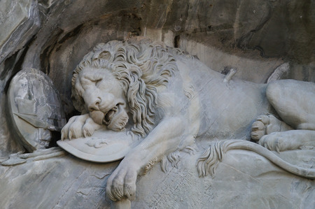 The Crying Lion Memorial, Luzern,Switzerlandの写真素材