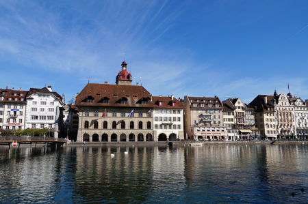 Beautiful old town in the morning,Luzern,Switzerlandのeditorial素材