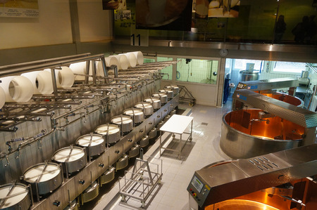 Cheese factory and it's modern equipment in Switzerlandのeditorial素材