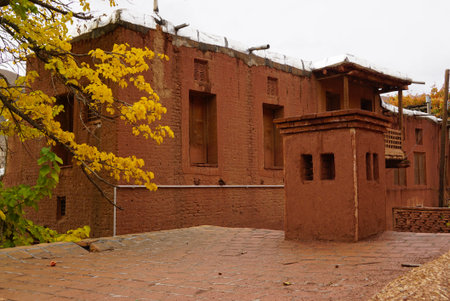 Ancient building in zoroastrian village Abyaneh, Iranの写真素材