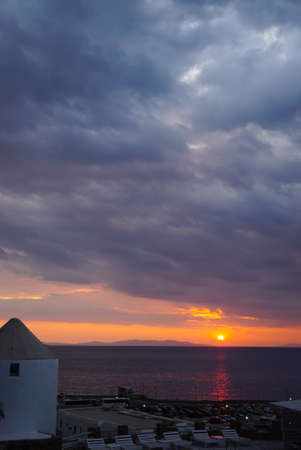 Beautiful sunset at Mykonos,Greece.の写真素材