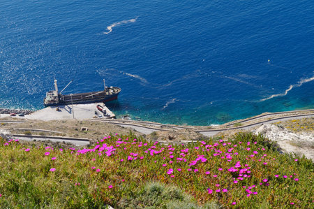 Beautiful view near Red beach in Santorini,Greece.の写真素材
