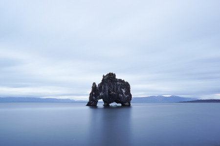 Hvitserkur is a spectacular rock in the sea on the Northern coast of Iceland.の写真素材