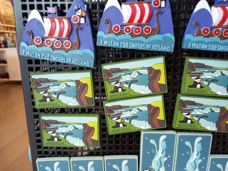 Colorful fridge magnets in a market,Icelandの写真素材