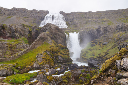 Beautiful Dynjandi Waterfall in summer,Iceland.の写真素材