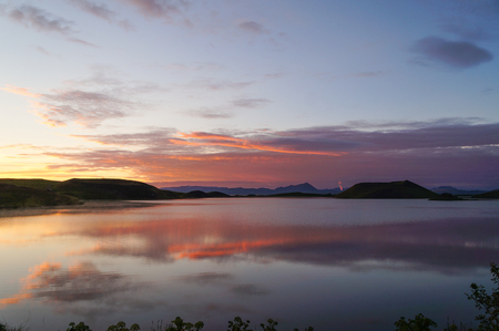 Beautiful Myvatn lake in summer, Iceland.の写真素材