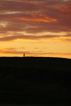 Beautiful sky at Myvatn lake in summer, Iceland.の写真素材