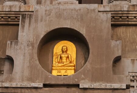 Detail of Bodh Gaya pagoda at Wat Chong Kham , Lampang province,Thailand (build models from India)の写真素材