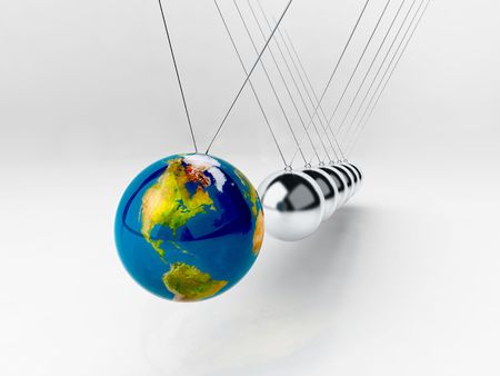 balancing balls Newton's cradle (earth in motion)の写真素材