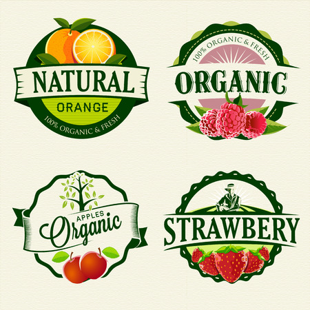 Set of Fresh   Organic labelsのイラスト素材