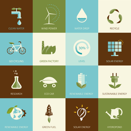 Set of flat designed ecology iconsのイラスト素材