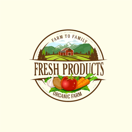 Organic & farm-vector labels and elements       Organic & farm-vector labels and elements.Vector illustration of organic product for logo, banners and printed material.のイラスト素材