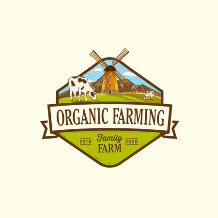 Organic & farm-vector labels and elementsのイラスト素材