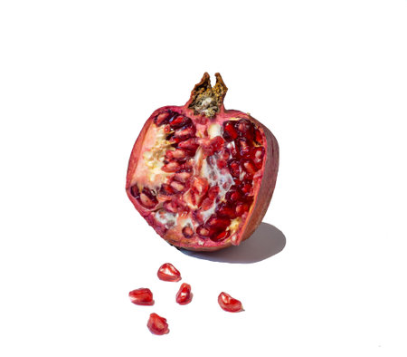 Pomegranate on white background. Useful productの写真素材