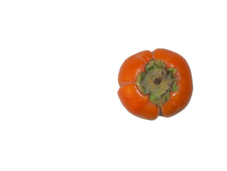 Ripe persimmon on a white background. Chocolate persimmonの写真素材
