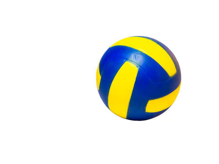 Rubber ball for playing on a white background. Yellow-blue ballの写真素材