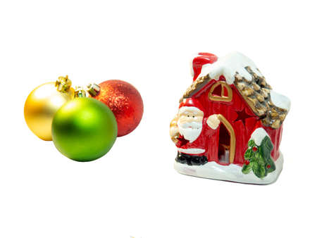 Christmas balls, decorations on a white background. House of Sanat Klausの写真素材