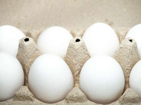 Eggs in a box. A dozen eggs. Kitchen.の写真素材