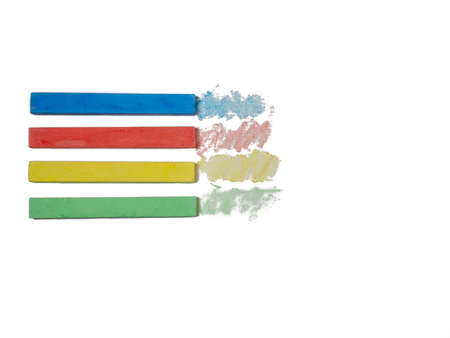 Colored crayons on a white background. Drawing with chalk.の写真素材