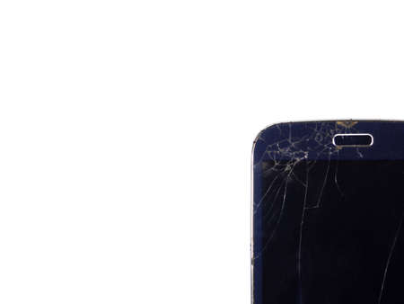 Part of the phone. Broken screen. Cracks in the screen. broken equipment.の写真素材