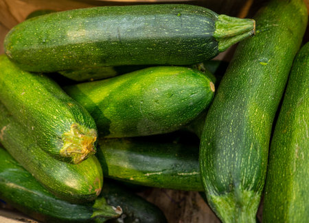 Zucchini. A healthy vegetable. Healthy lifestyle. Tasty food. Raw zucchini on the counter.