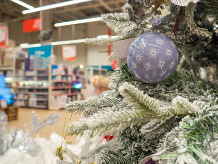 Christmas decorations.   Good New Year spirit. Toys on the Christmas tree.  Preparation for the holidayの写真素材