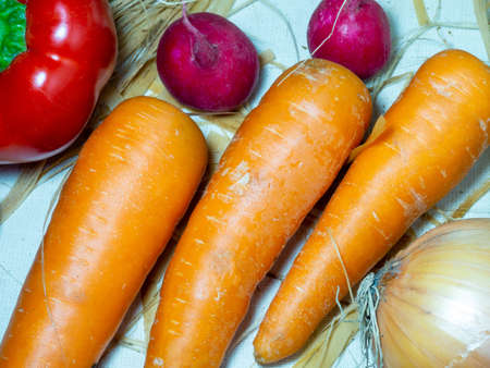 Still life of vegetables. Healthy food. Harvest from the garden. Farmer.の写真素材