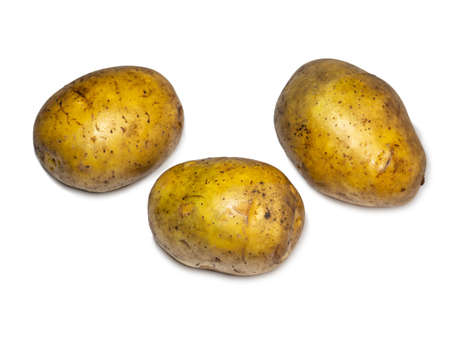 Potatoes on a white background. Healthy diet. Root isolate. Harvest from the gardenの写真素材