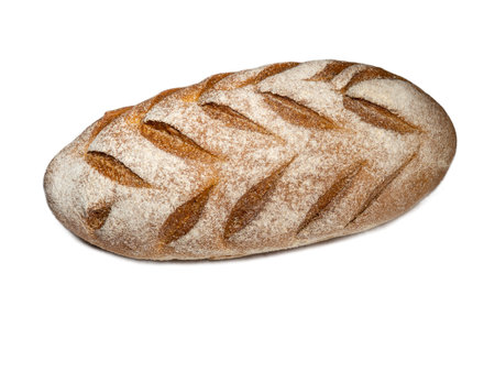 loaf of black bread Flour product. Preparing for lunch. Bread on white backgroundの写真素材