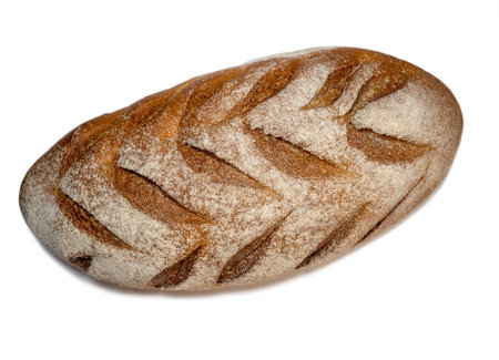 loaf of black bread Flour product. Preparing for lunch. Bread on white backgroundの写真素材