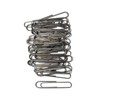 Large paper clips on a white background. Office supplies isolate. Paper fastening. Paper clips....