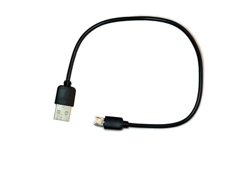 Usb wire. Electronics. Modern technologies. wire isolate. Black phone cord
