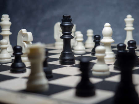 Chess. Chess pieces on the board. board games. counterstrategy. strategic thinking. beautiful game piecesの写真素材