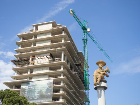 Building under construction. Monument to the boy. The base of the building. unfinished houseのeditorial素材