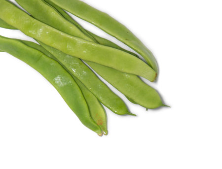 Pods of green beans on a white background. Harvest from the garden. healthy diet
