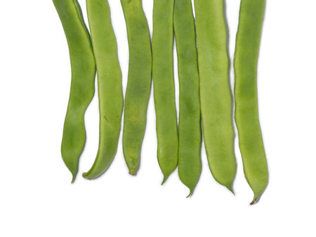 Pods of green beans on a white background. Harvest from the garden. . healthy diet