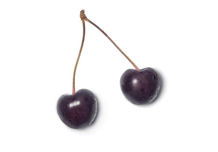 dark cherry. Stemberry isolate. Several berries are on the table. fresh product. Harvest from the bushの写真素材