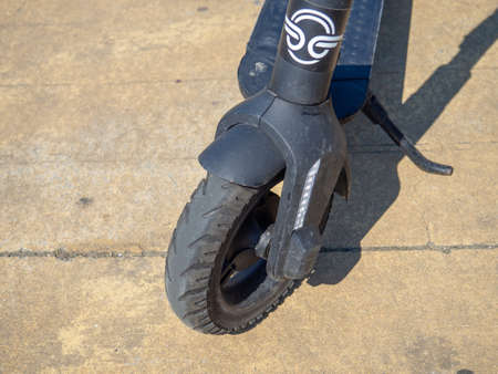 Electric scooter. used scooter. Leisure. two-wheeled transport. mechanics. Repairの写真素材