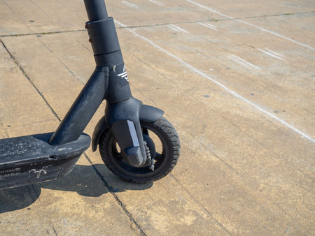 Electric scooter. used scooter. Leisure. two-wheeled transport. mechanics. Repairの写真素材