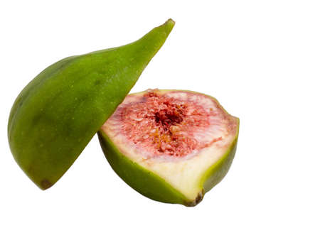 Fig cut in half. fresh fruit. Fig. Figs with seeds. The pulp of a juicy fruit. food for vegetariansの写真素材