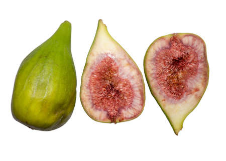 Fig cut in half. fresh fruit. Fig. Figs with seeds. The pulp of a juicy fruit. food for vegetarians. fruit in peelの写真素材