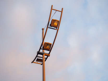 Lantern against the sky. street lighting device. Electricity. modern lamp design.の写真素材