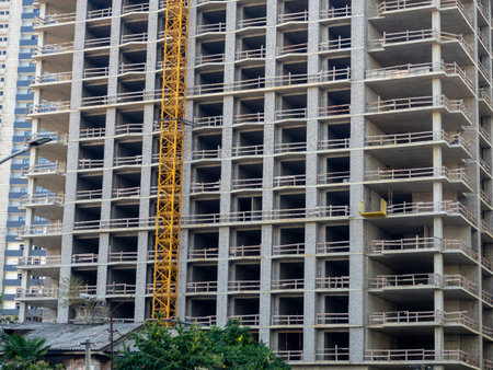 High rise construction. Skyscraper under construction. housing frame. Multi-apartment housing....