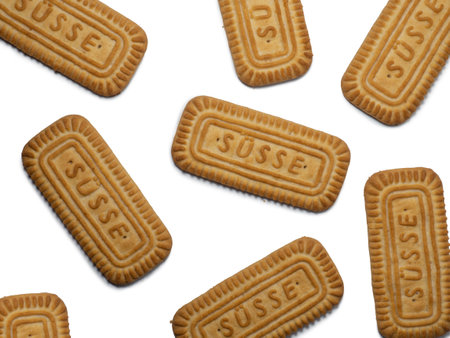 Batumi, Georgia. 09.27.2022 Susse cookies on a white background. Isolate of cookies of the Turkish firm. Turkish sweets. Flour product with sugar. Sweetness for tea.のeditorial素材