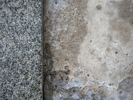 stone surface. Stone cladding. Solid background. Cement. Uneven surface. Repairの写真素材
