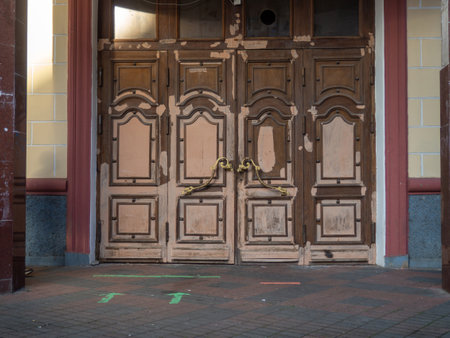 old doors. architecture. Large wooden doors. streets of Batumi. Little old streets.の写真素材